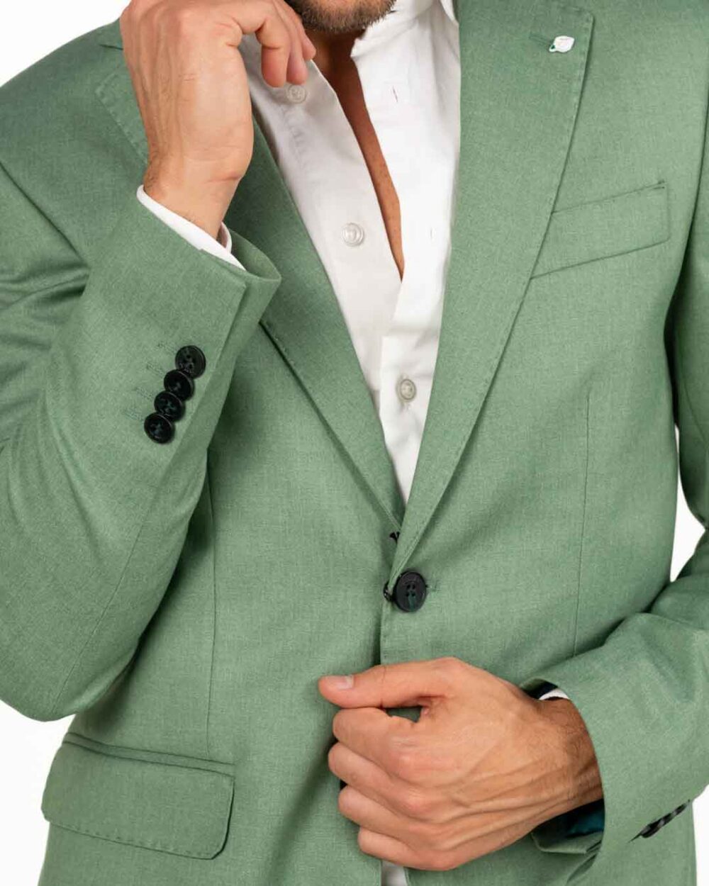 Langella - Completo monopetto stretch colore salvia - immagine 6