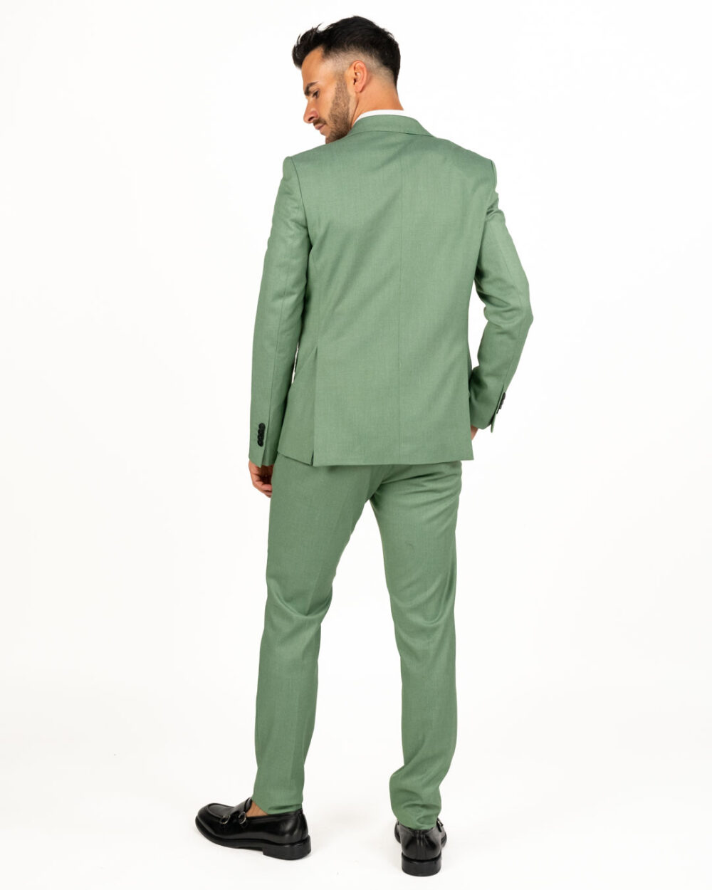 Langella - Completo monopetto stretch colore salvia - immagine 3