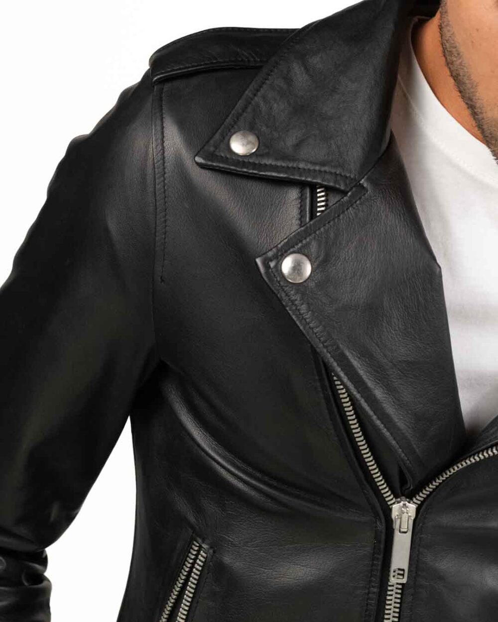 Berti Mode Collection - Giubbotto bomber in pelle vera nero - immagine 8