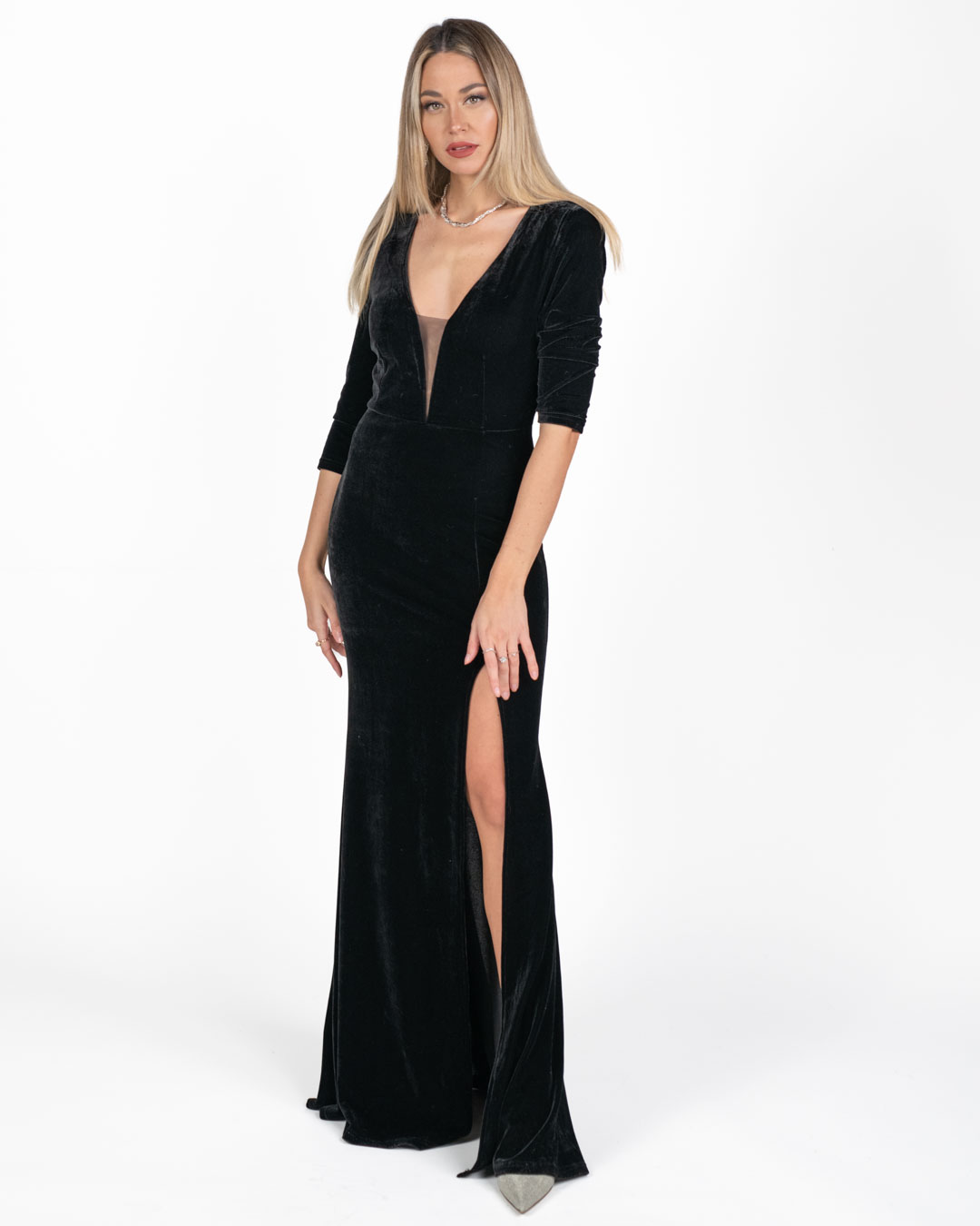 Berti Mode Collection - Abito lungo in velluto nero