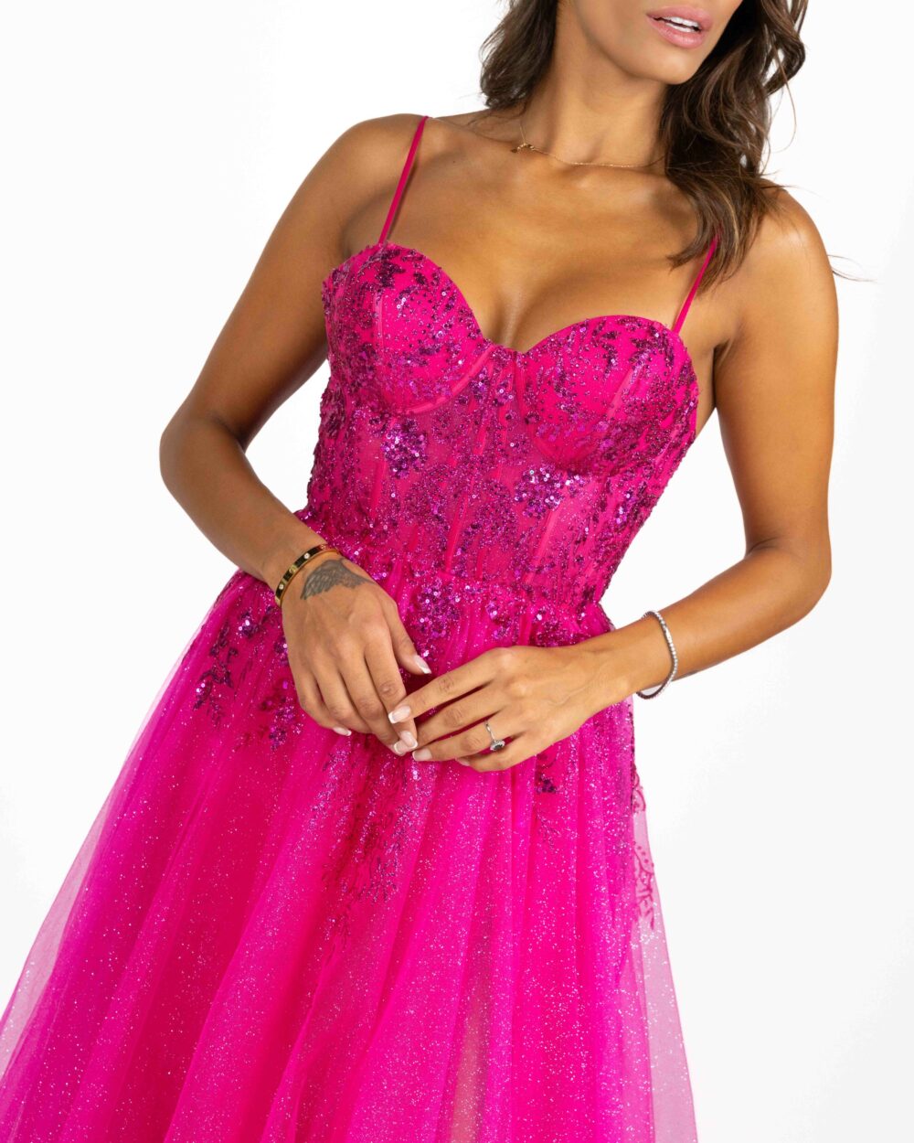 Berti Mode Collection - Abito in tulle con strass fucsia - immagine 2