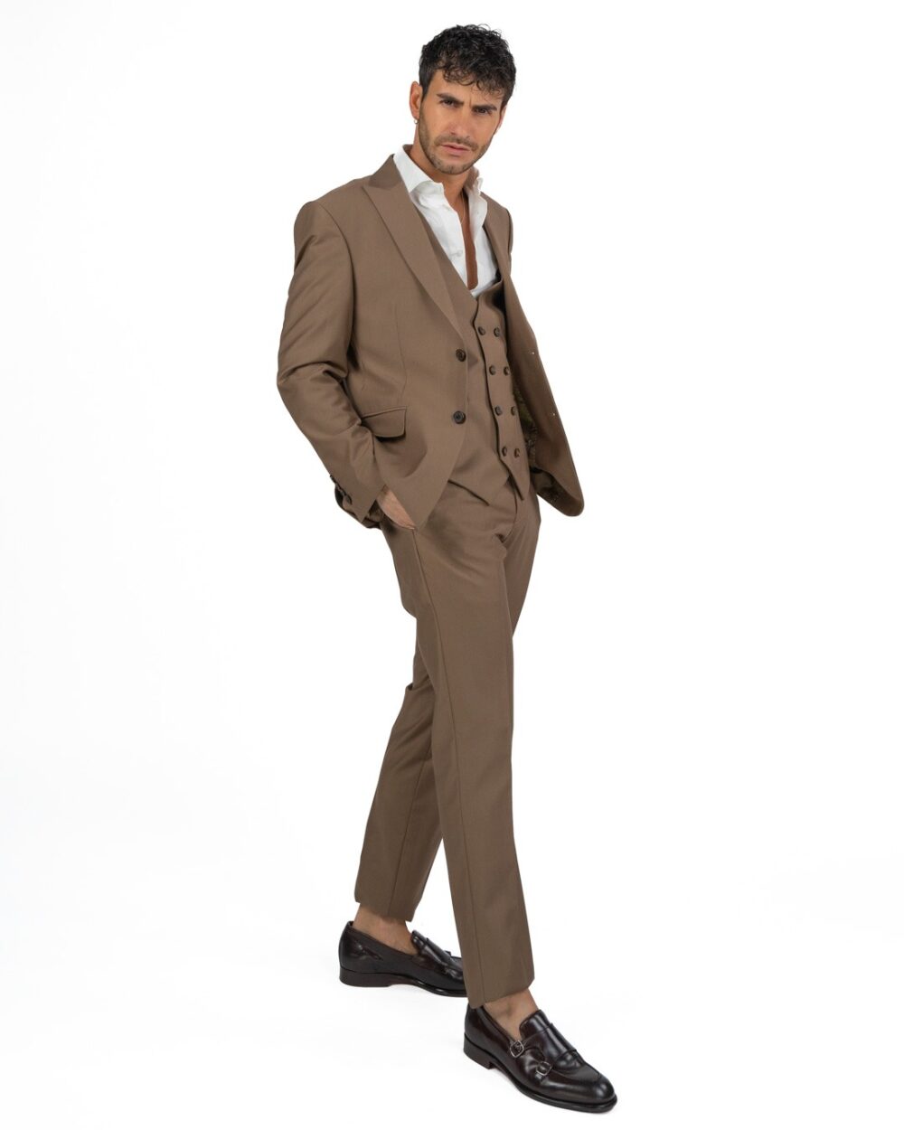 BERTI MODE COLLECTION - Abito Fango con Gilet in Doppio Petto - immagine 3