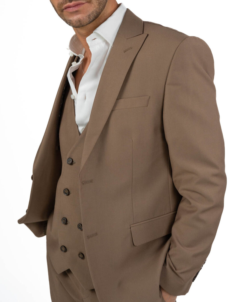 BERTI MODE COLLECTION - Abito Fango con Gilet in Doppio Petto - immagine 4