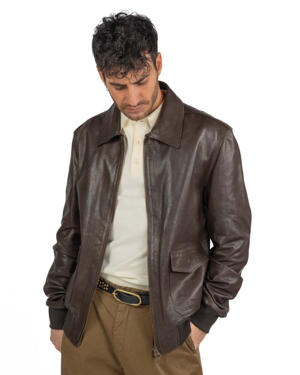 Berti Mode Collection - Giacca in Pelle Marrone - immagine 3