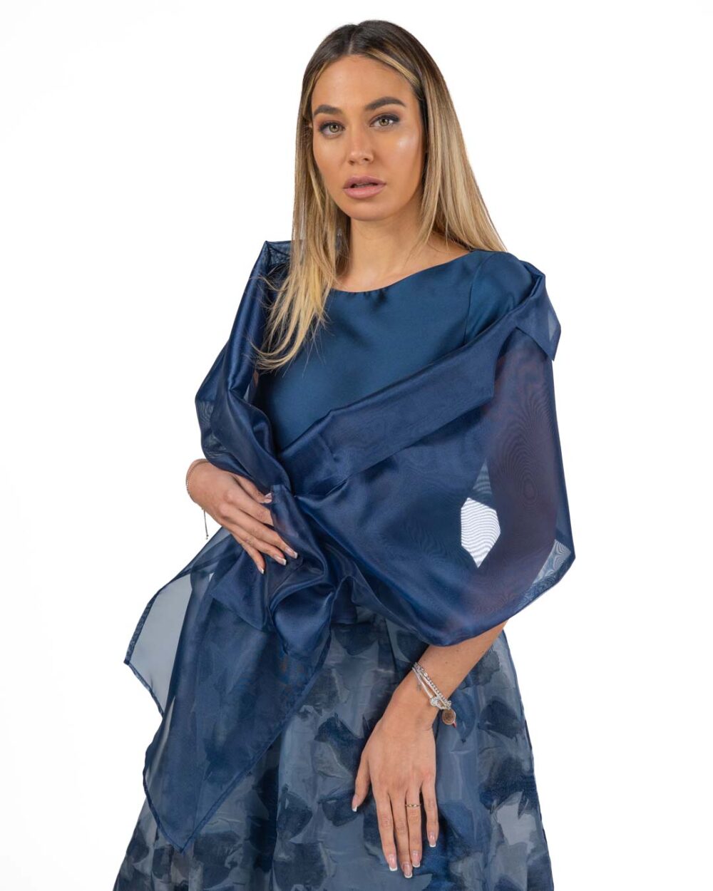 Berti Mode Collection - Abito Mikado Fantasia Blu - immagine 2