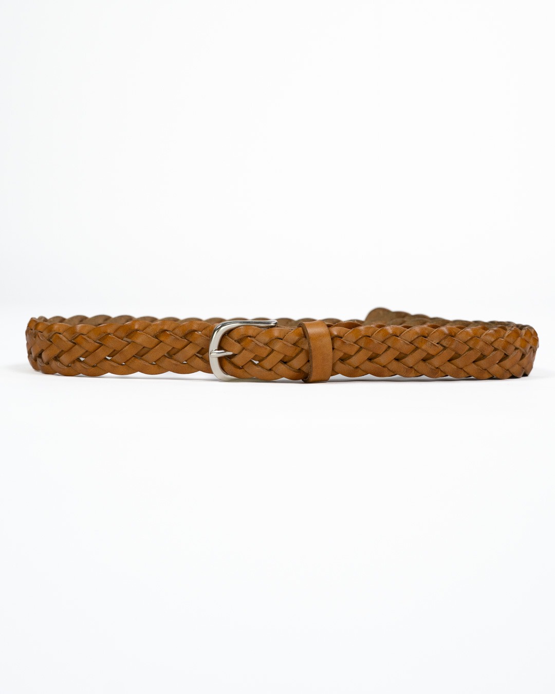 BERTI MODE COLLECTION - Cintura Intrecciata Vera Pelle Ocra