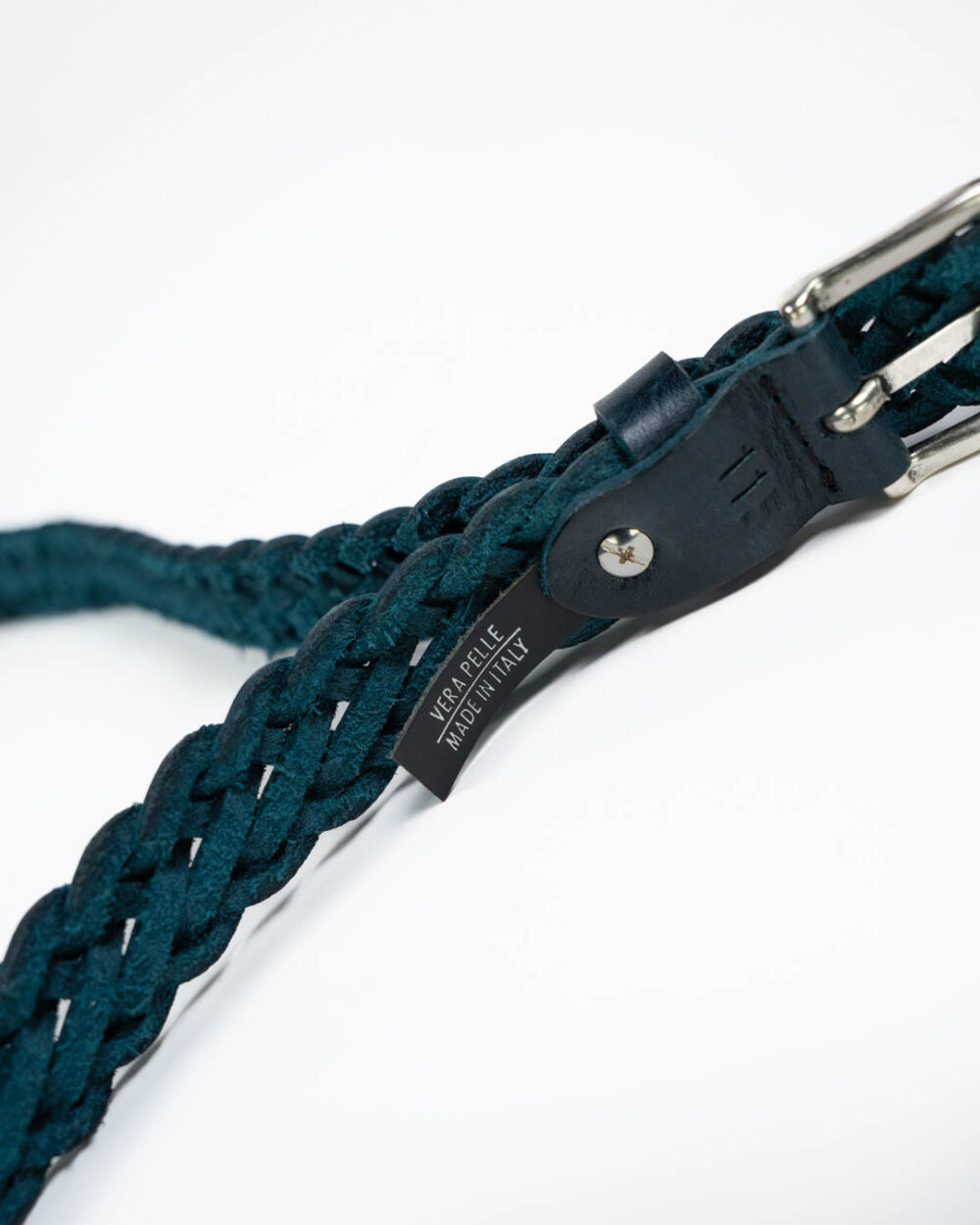 BERTI MODE COLLECTION - Cintura intrecciata Vera Pelle Blu - immagine 2