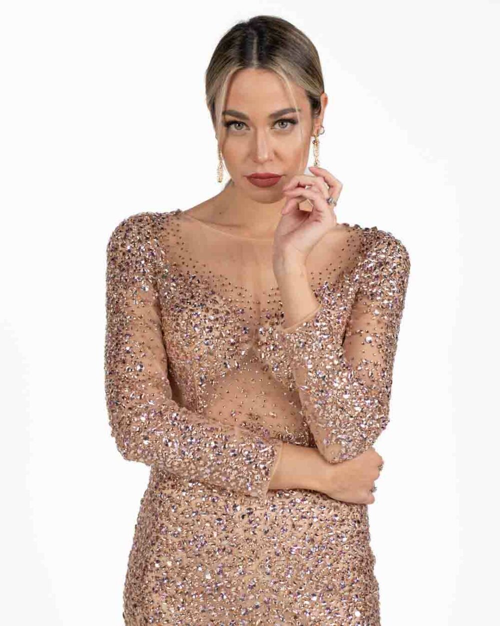 Berti Mode Collection - Abito lungo con strass oro - immagine 2
