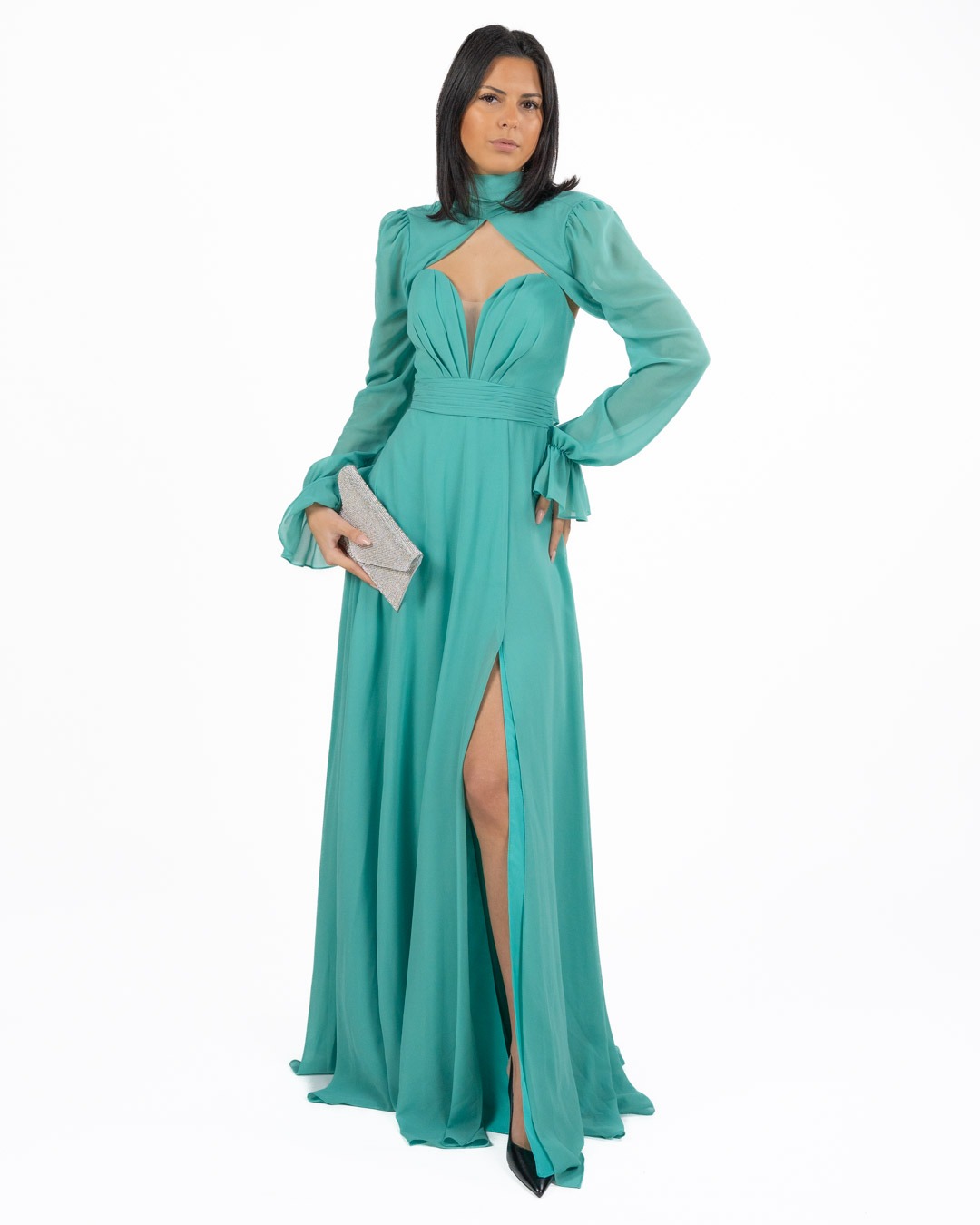 BERTI MODE COLLECTION - Abito Maniche Lunghe Salvia