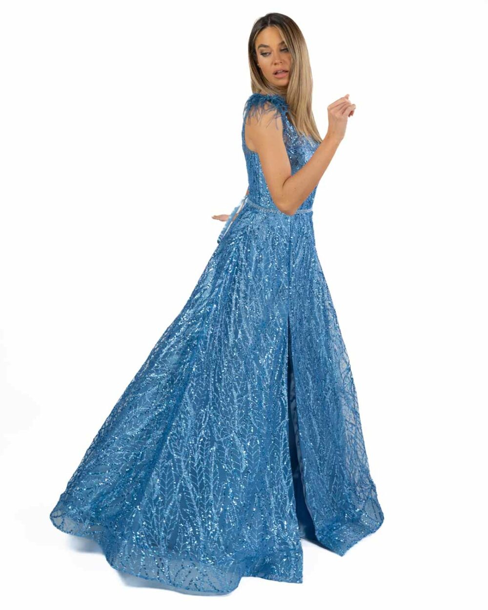 Berti Mode Collection - abito azzurro glitter - immagine 3