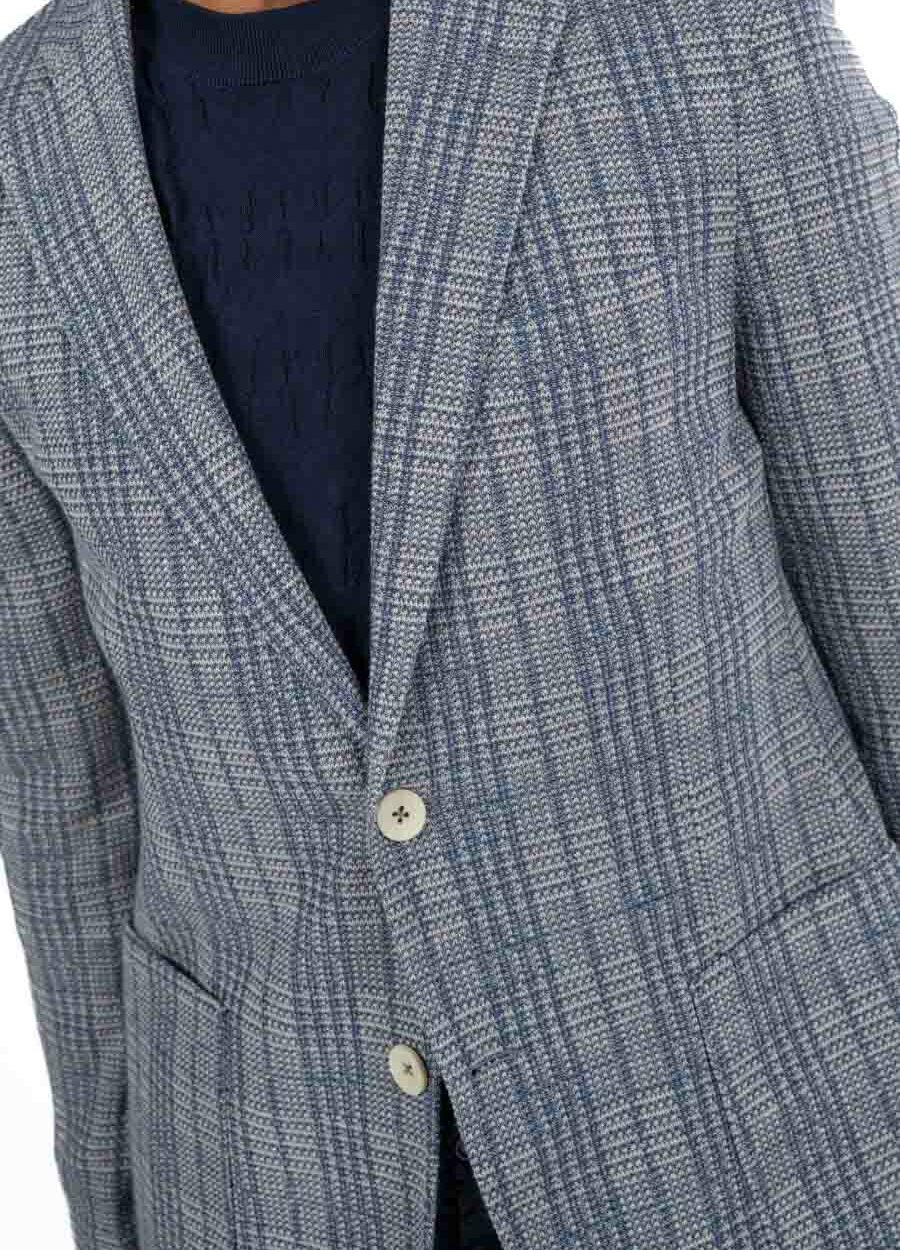 BERTI MODE COLLECTION - Giacca in Principe di Galles Grigia e Azzurro - immagine 2