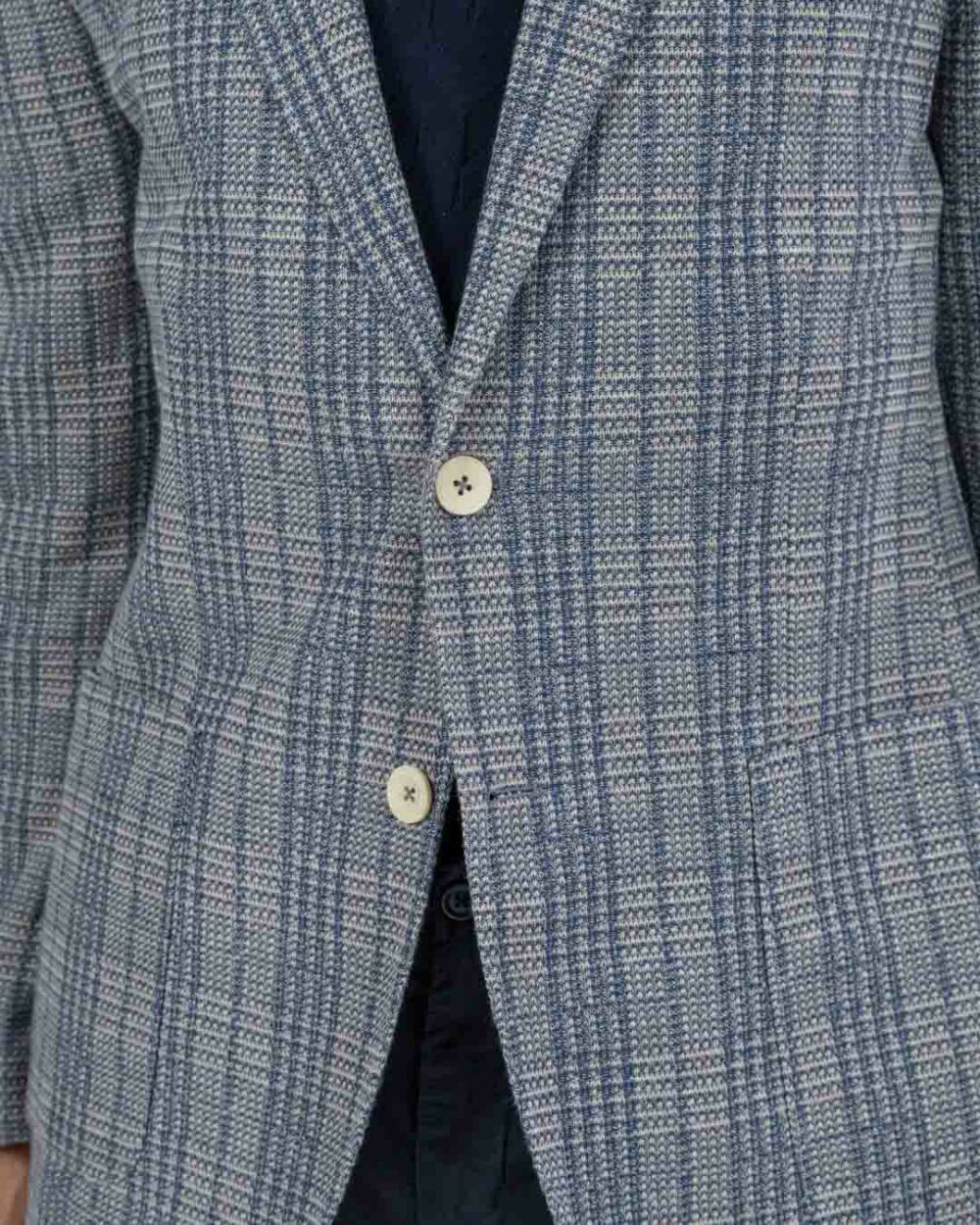 BERTI MODE COLLECTION - Giacca in Principe di Galles Grigia e Azzurro - immagine 4