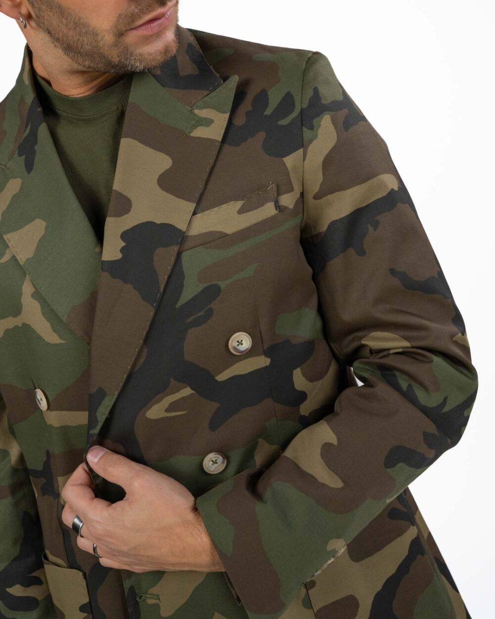 BERTI MODE COLLECTION - Giacca Doppiopetto Camouflage Verde - immagine 2