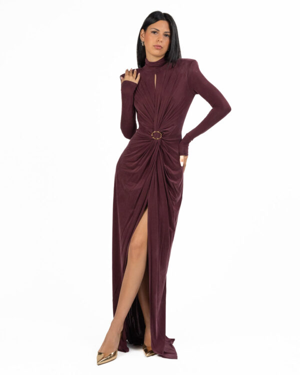 Elisabetta Franchi abito lungo merlot in cupro