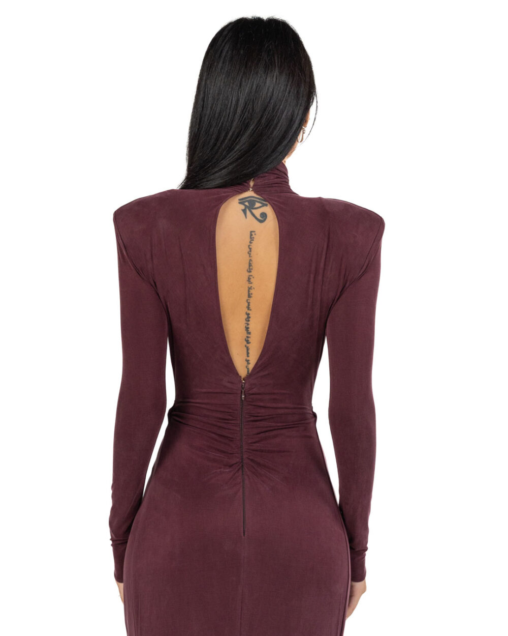 Elisabetta Franchi abito lungo merlot in cupro - immagine 4