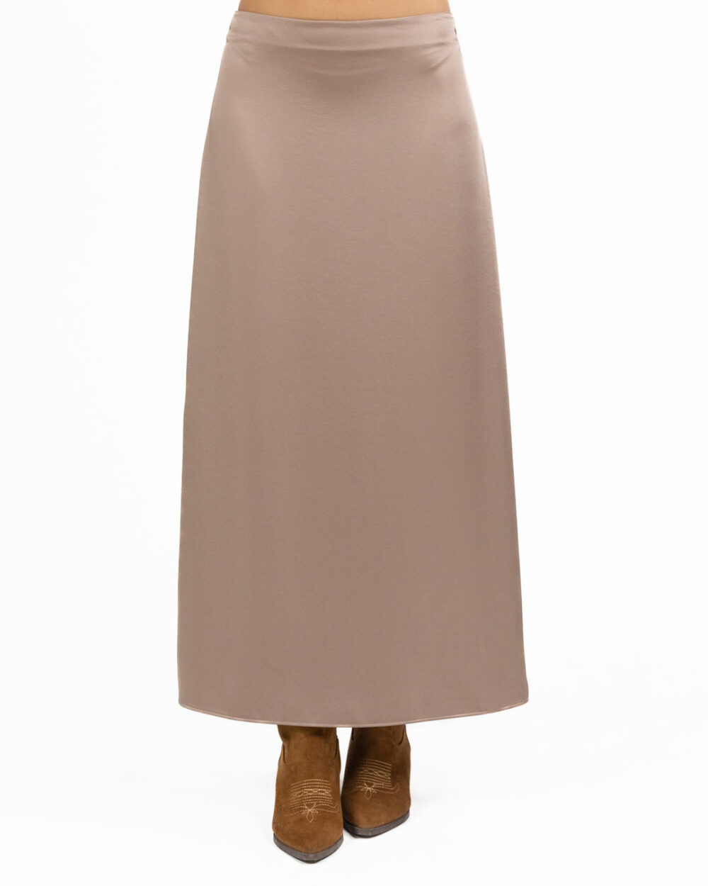 Weekend Max Mara - Gonna lunga in raso marrone - immagine 2