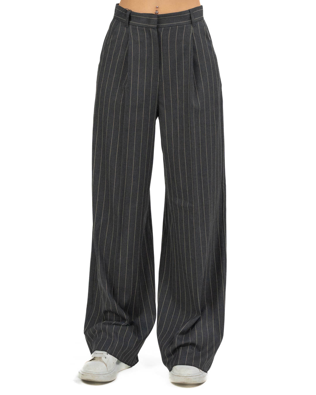 Emme Marella - Pantalone grigio scuro gessato