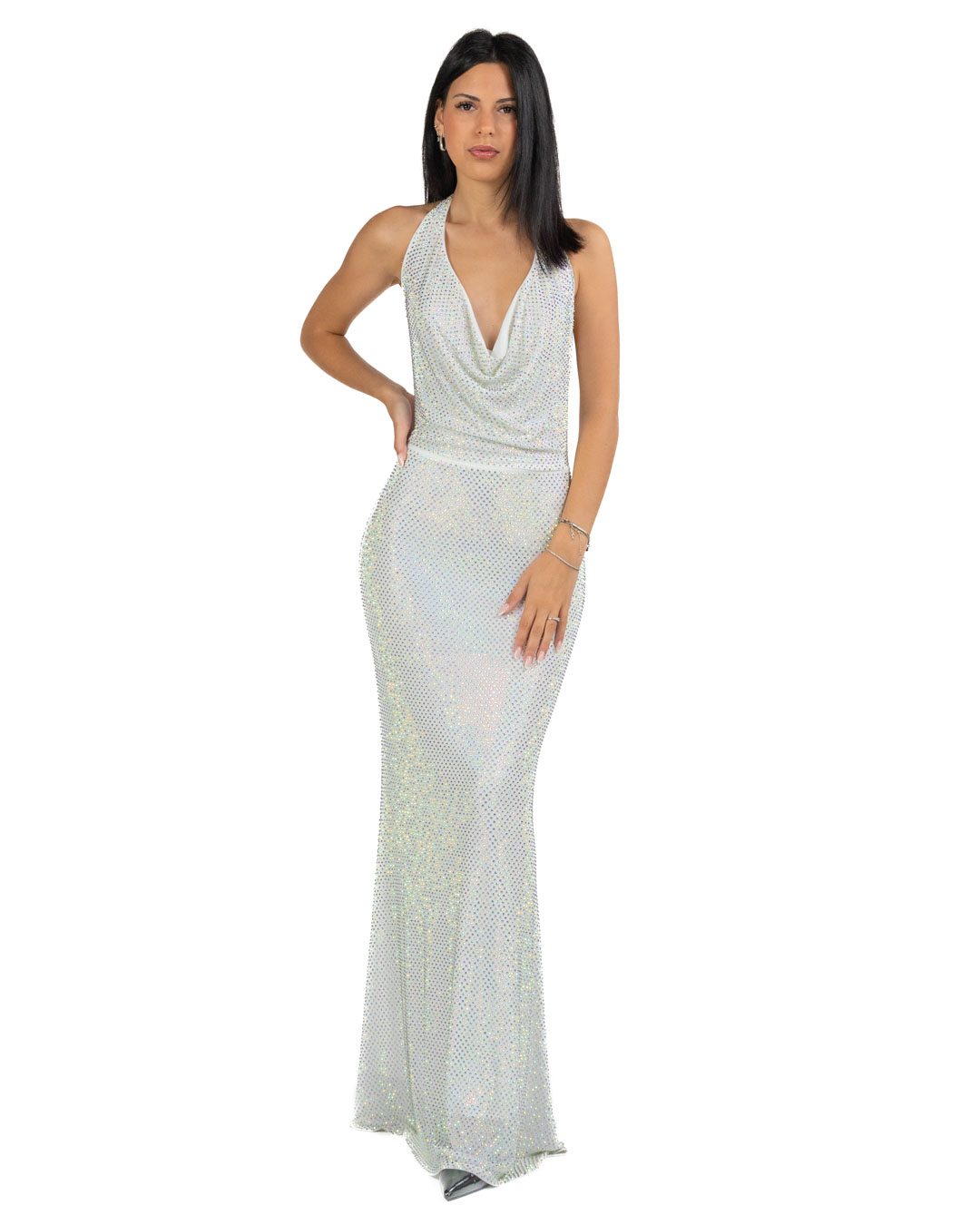 Berti Mode Collection - Abito brillantinato bianco
