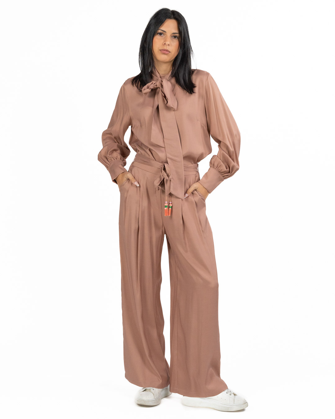 Wu Side - Pantalone in viscosa cipria
