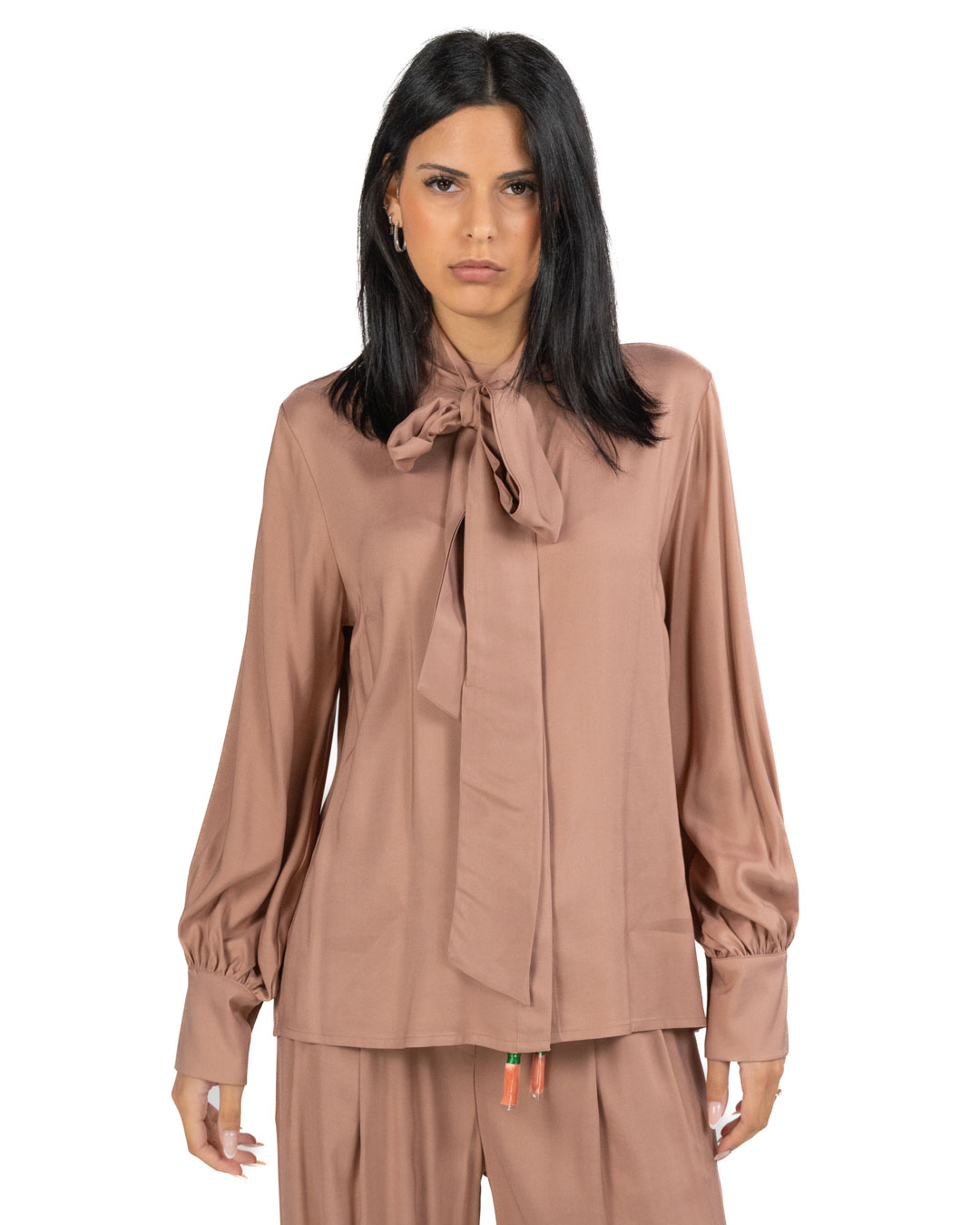 Wu Side - Camicia viscosa cipria