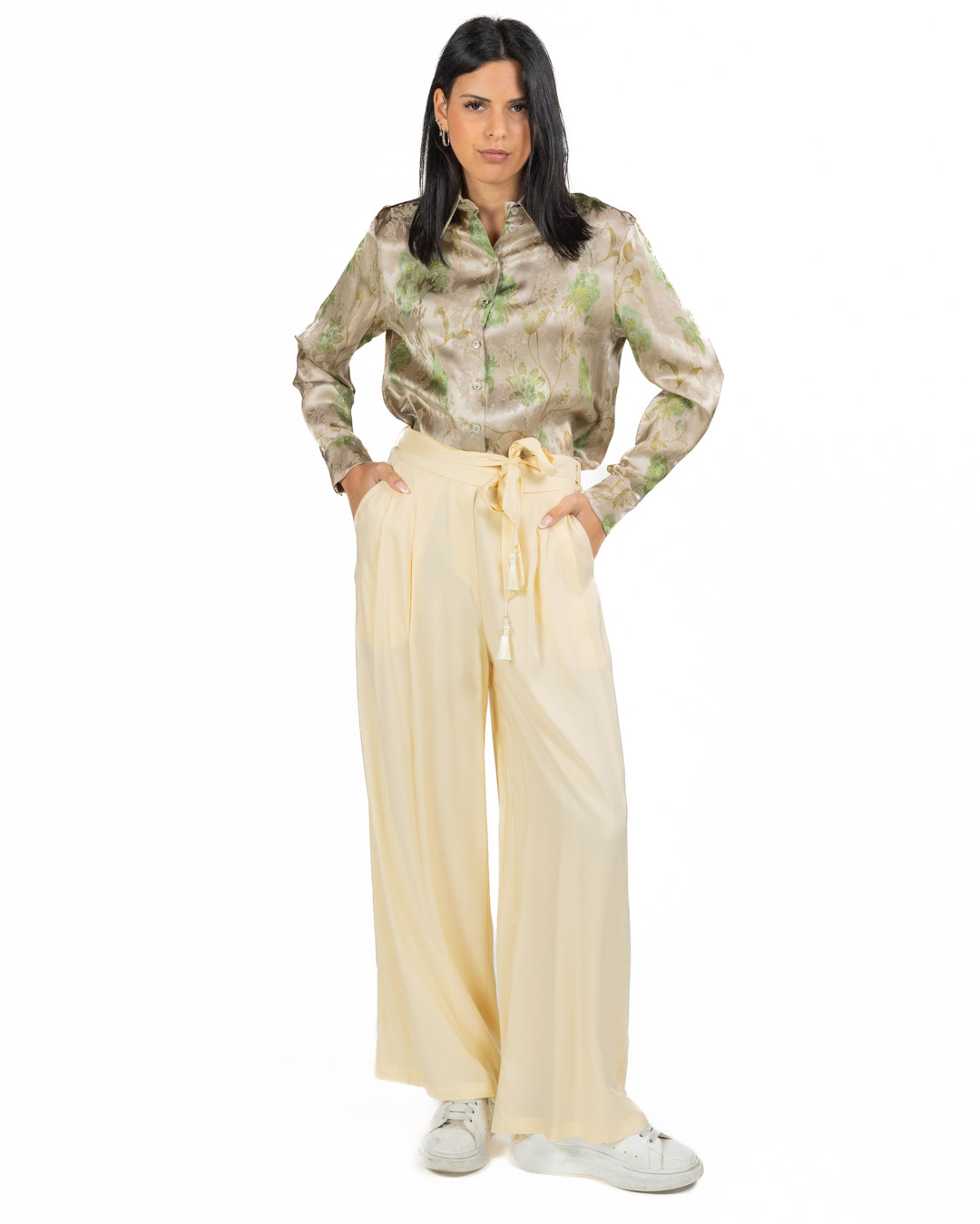 Wu Side - Pantalone in viscosa burro