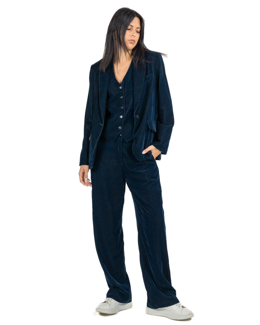 Wu Side - Pantalone velluto blu