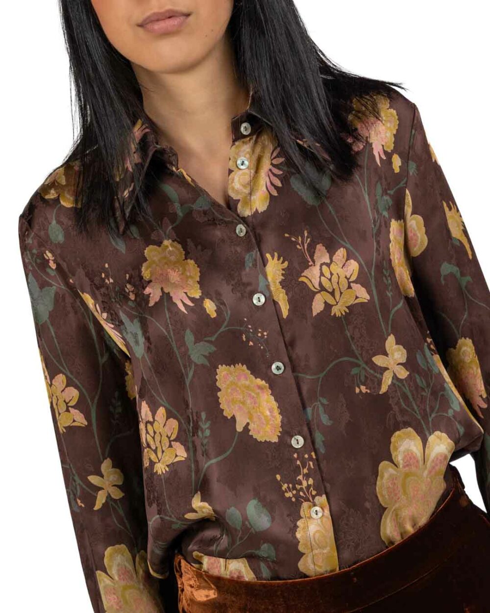 Wu Side - Camicia marrone floreale - immagine 2