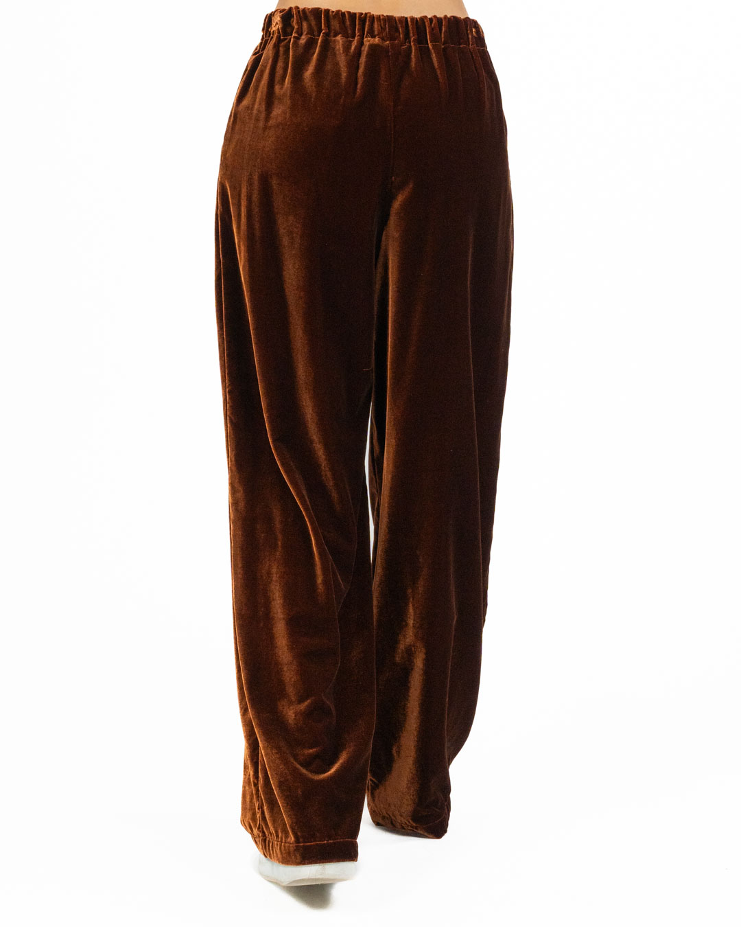 Wu Side - Pantalone a palazzo velluto ruggine