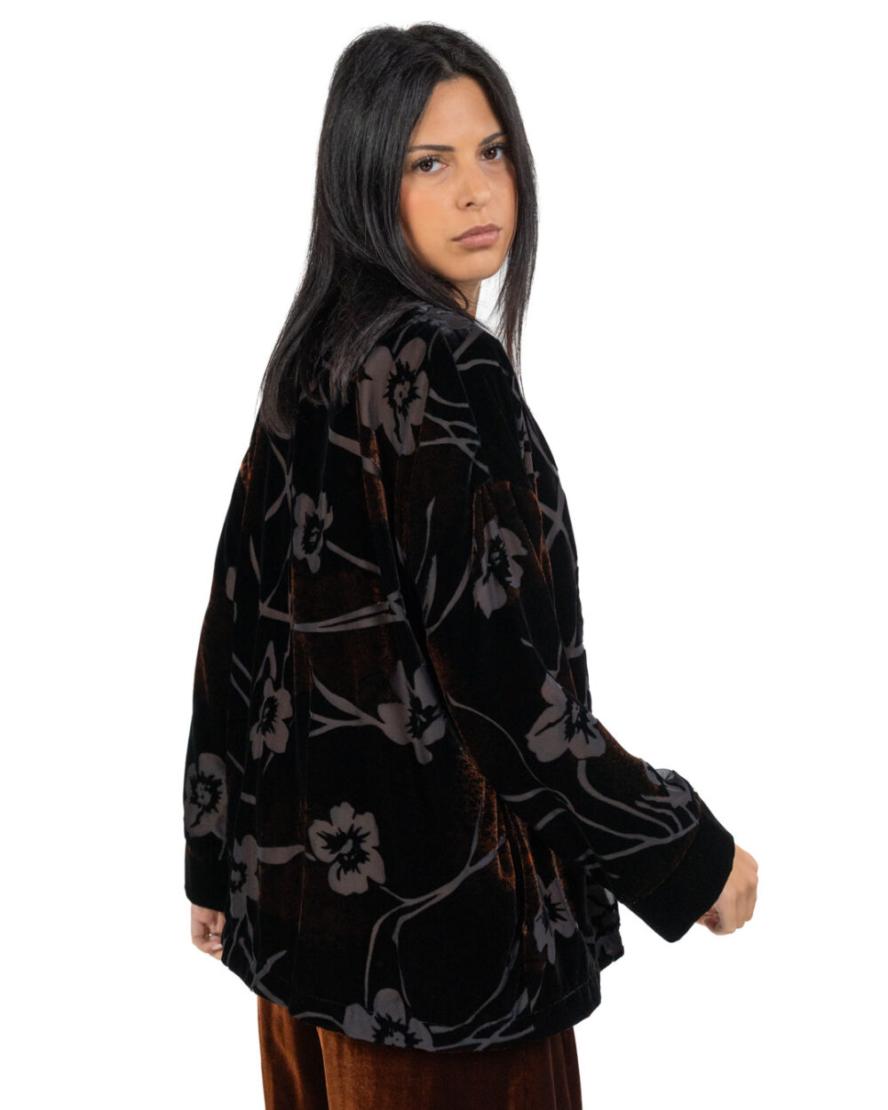 Wu Side - Giacca kimono color ruggine fioccato - immagine 3