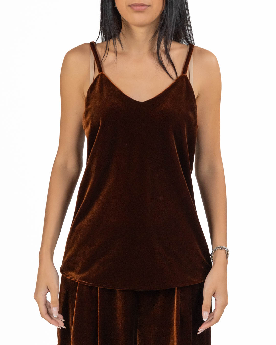 Wu Side - Top velluto color ruggine