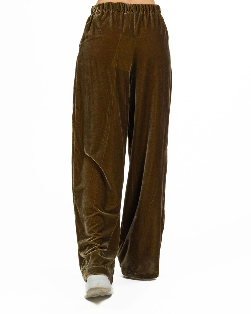 Wu Side - Pantalone a palazzo velluto color olio - immagine 3