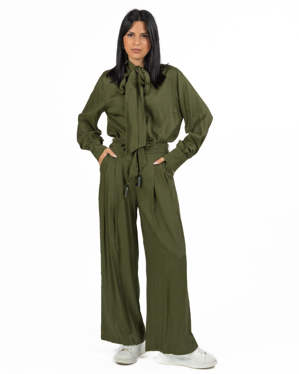 Wu Side - Pantalone in viscosa verde