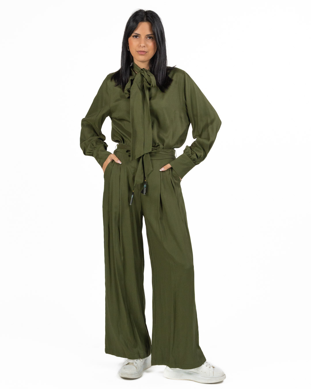 Wu Side - Pantalone in viscosa verde