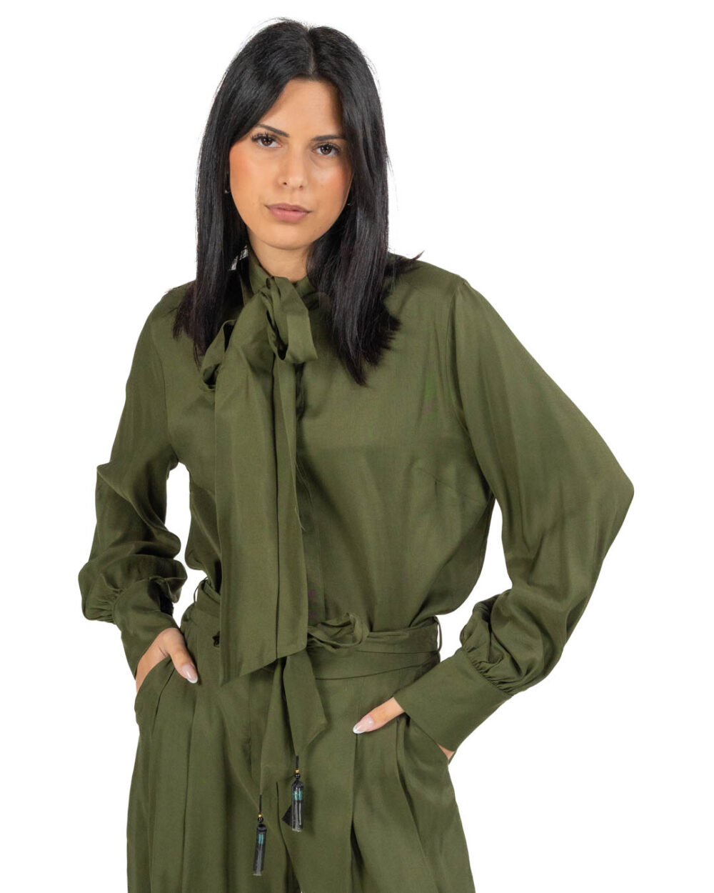 Wu Side - Camicia viscosa verde - immagine 2