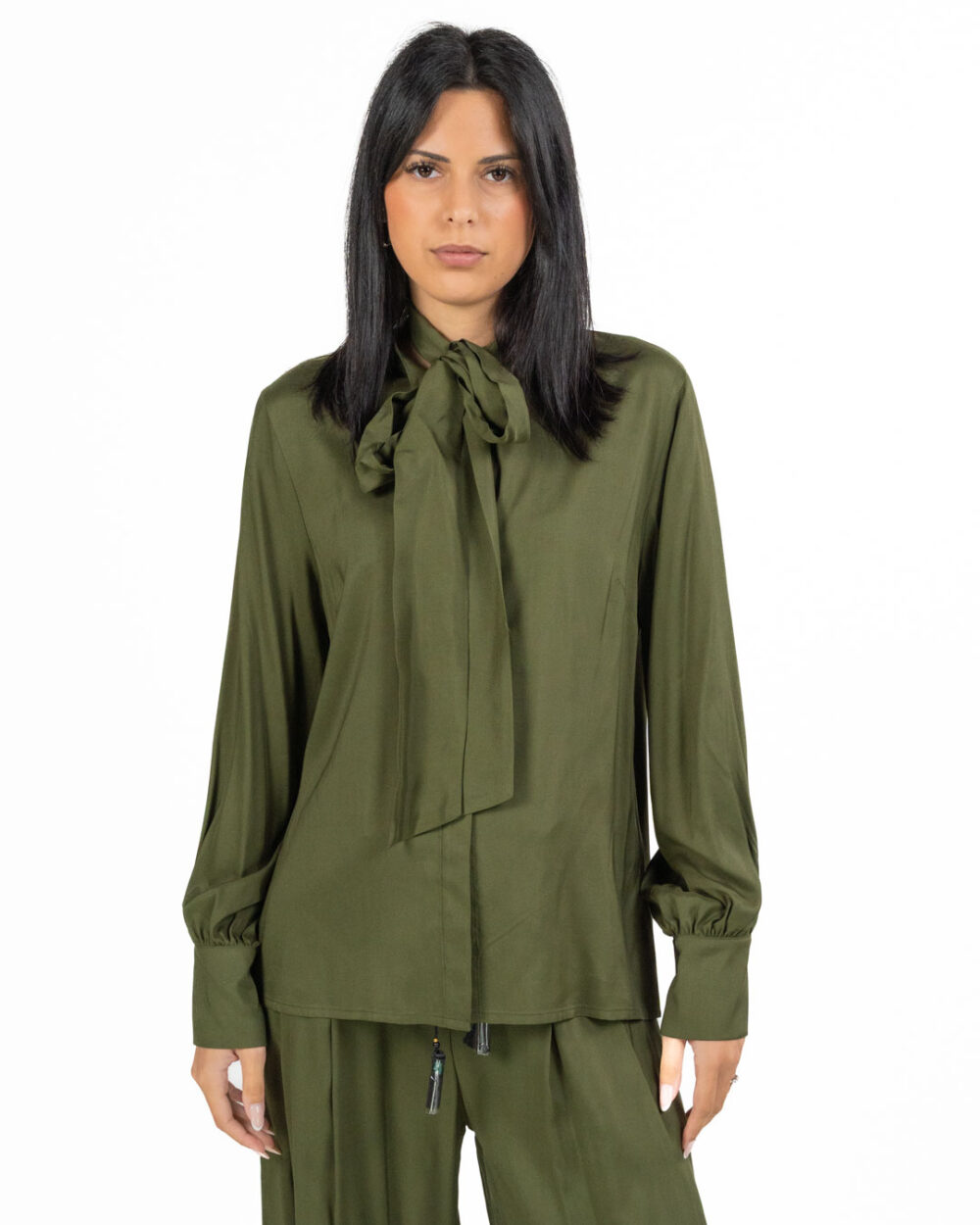 Wu Side - Camicia viscosa verde - immagine 4