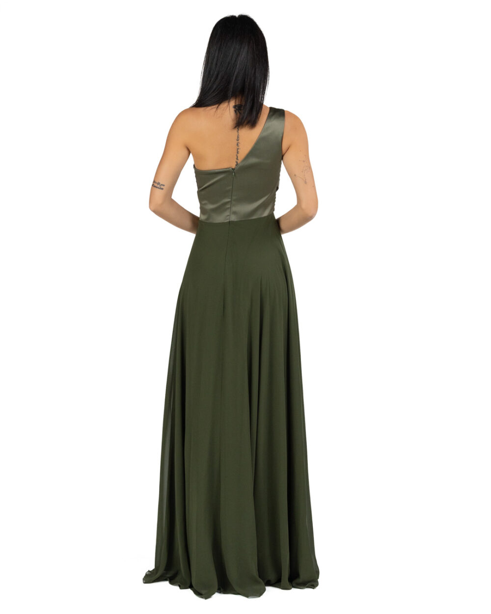 Berti Mode Collection - Abito verde mono spalla - immagine 4