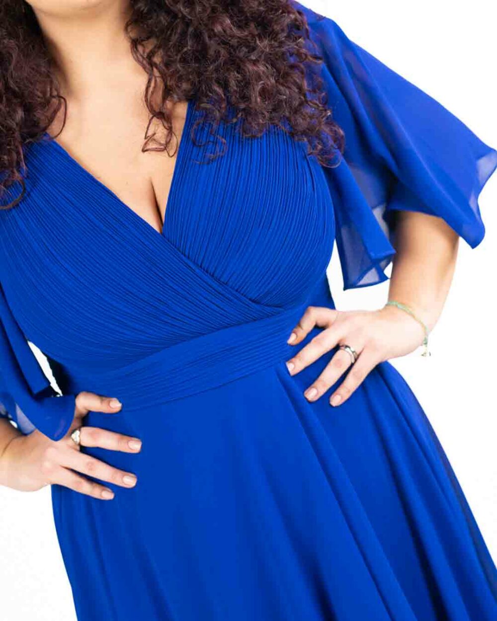 Berti Mode Collection - Abito blu royal scollo plisse - immagine 3