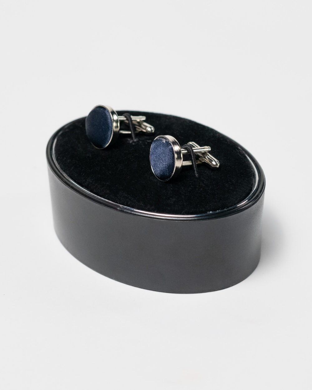 Berti Mode Collection - Gemelli rotondi con inserto in raso blu - immagine 2