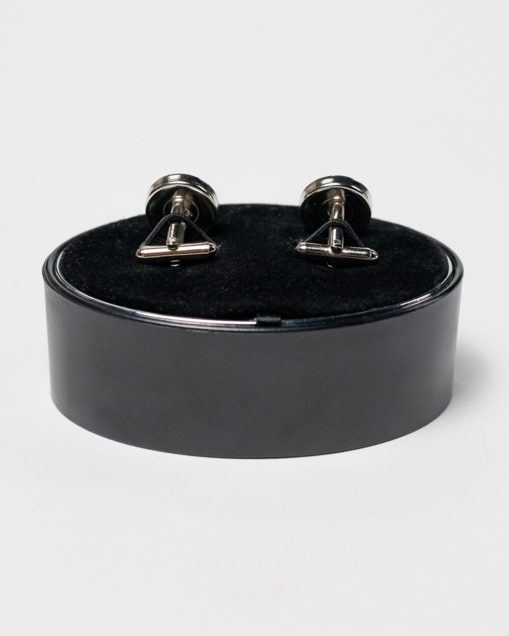 Berti Mode Collection - Gemelli rotondi con inserto in raso blu - immagine 3