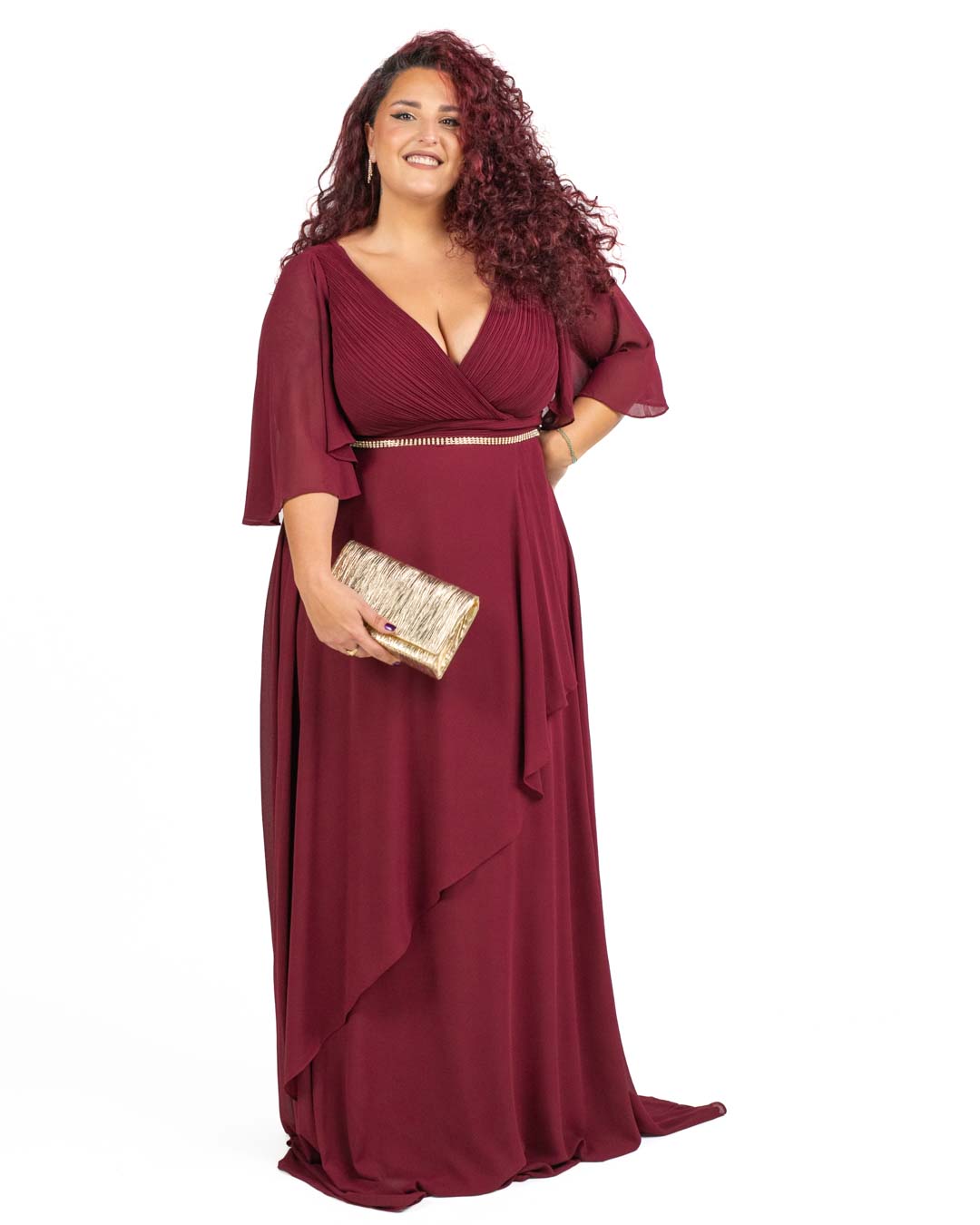 Berti Mode Collection - Abito lungo rosso bordeaux