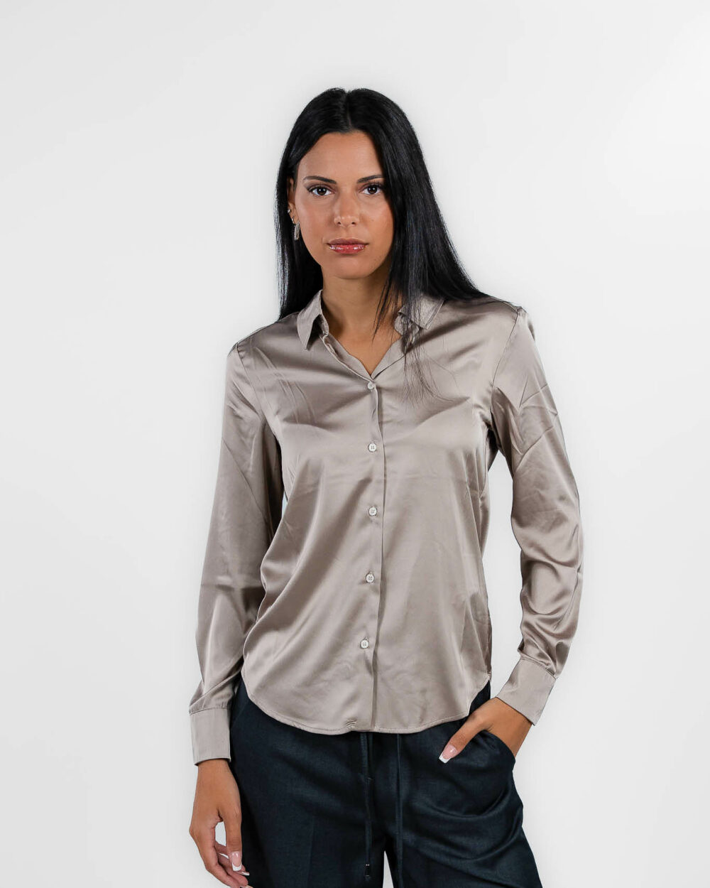 Emme Marella - Camicia in raso color sabbia