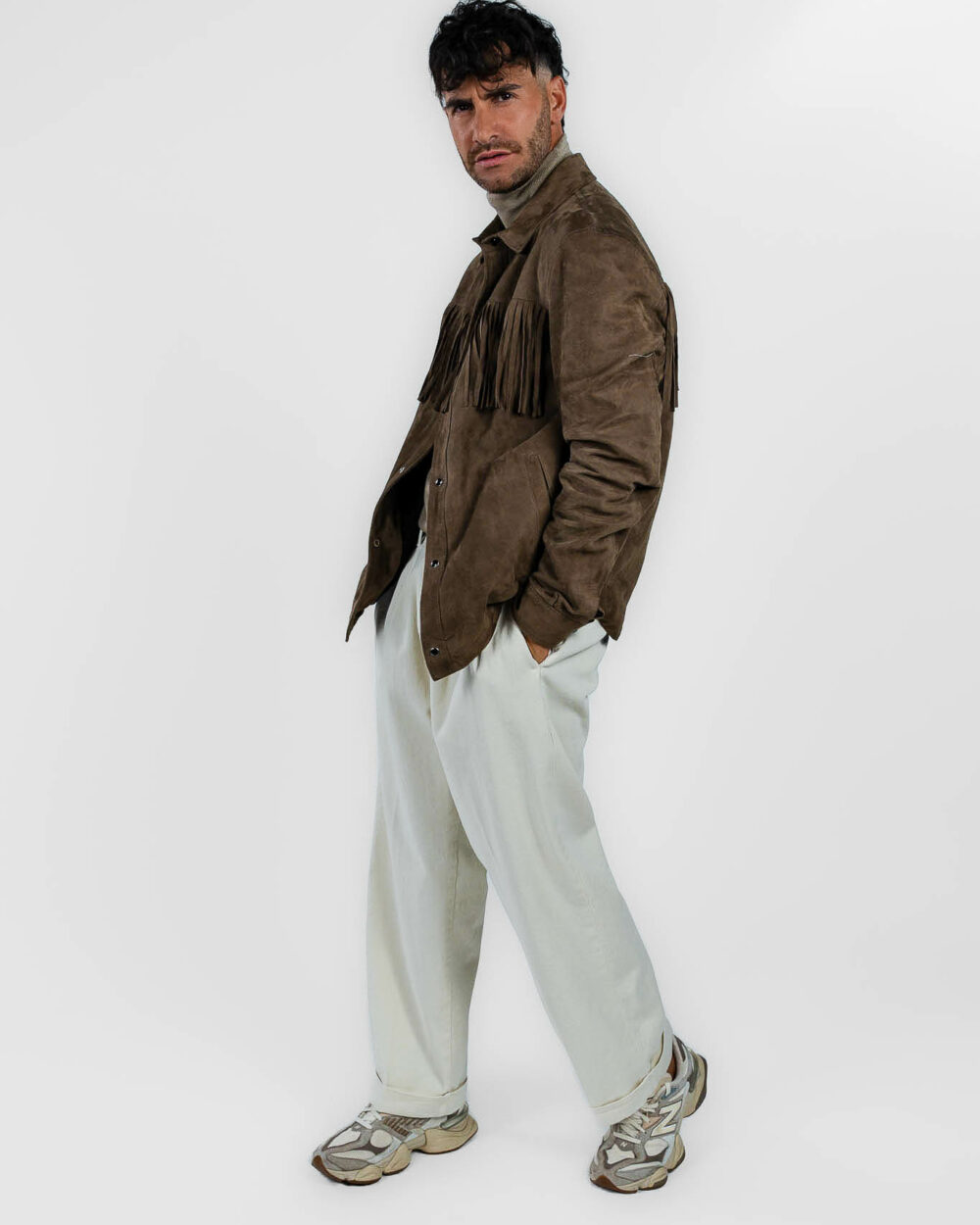 Berti Mode Collection - Giubbino western in pelle beige