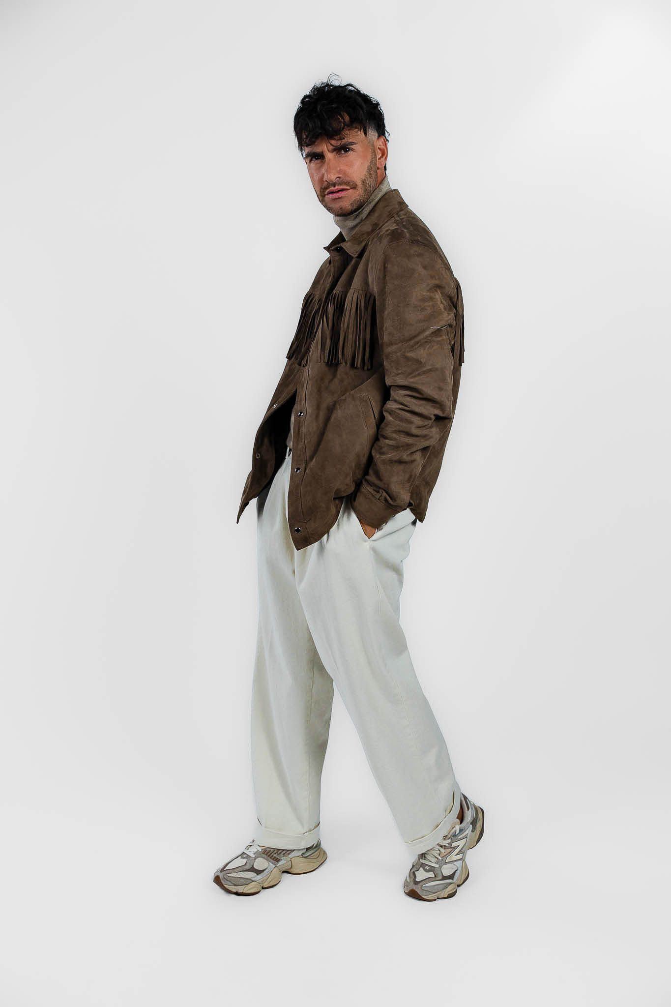 Berti Mode Collection - Giubbino western in pelle beige