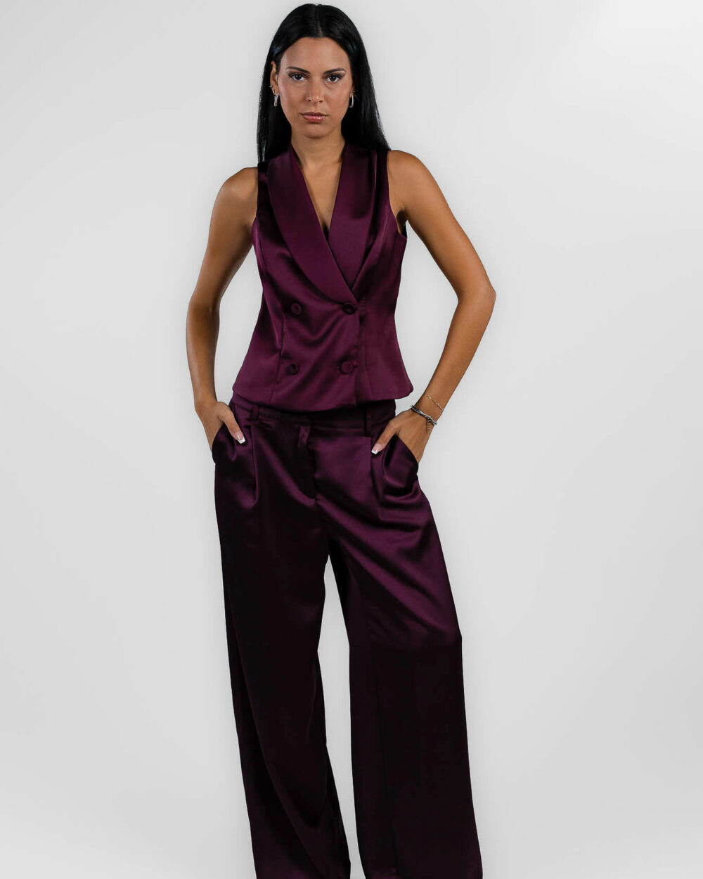 Rinascimento - Gilet doppiopetto bordeaux