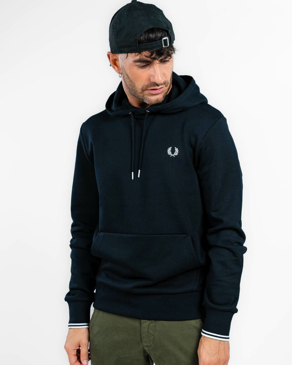 Fred Perry - felpa con cappuccio nero