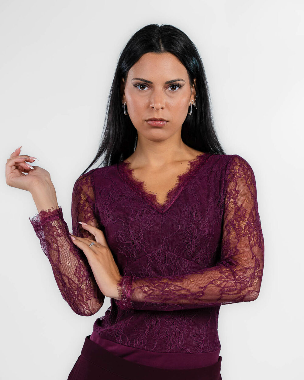 Rinascimento - Body bordeaux con pizzo