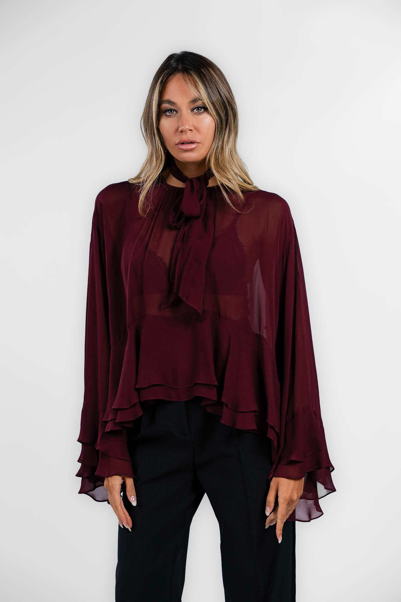 Marella - camicia bordeaux