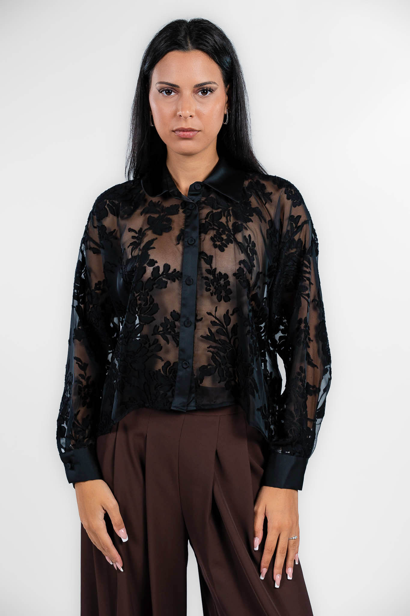 Rinascimento - Camicia nera assimmetrica