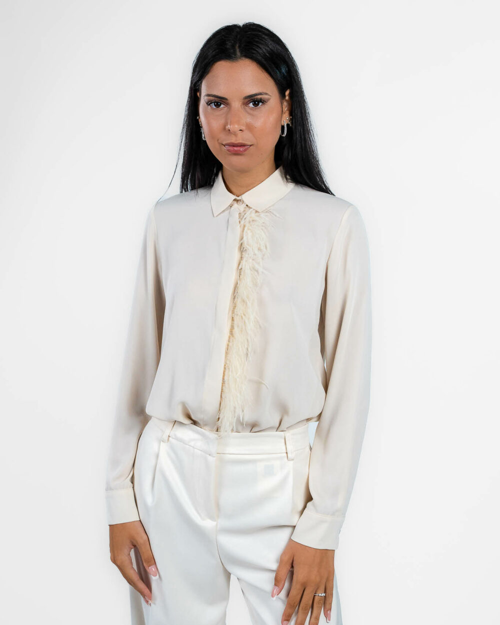 Gaudì - Camicia bianca con piume