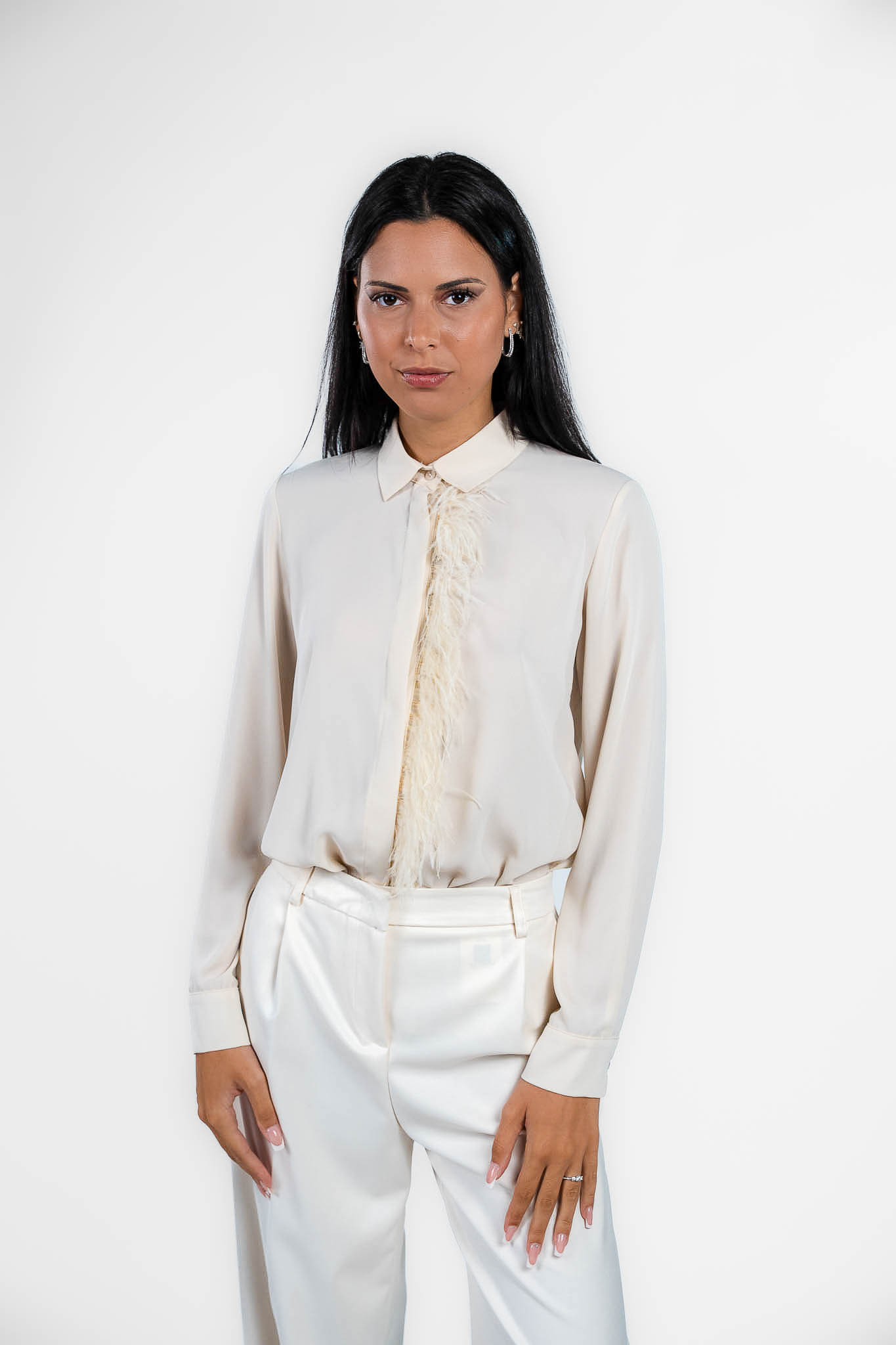 Gaudì - Camicia bianca con piume